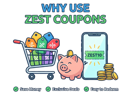 Why use Zest Coupons – save money, exclusive deals, easy to redeem